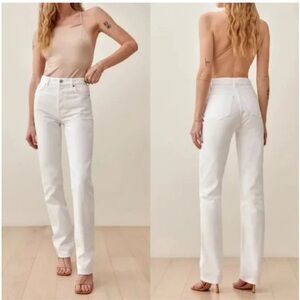 NWT REFORMATION Cynthia High Rise Straight Jeans in Porcelain Size 27